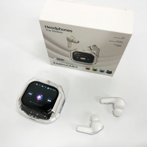 Беспроводные вакуумные наушники TWS с LED дисплеем, влагозащита IPx4 Bluetooth 5.4 с кейсом. Цвет: белый | Зображення 2