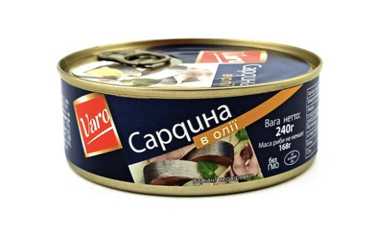 Консерва рибна сардина в олії Varo, 240 г/б