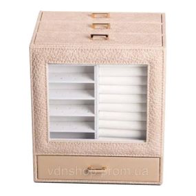 Шкатулка для украшений из эко кожи 3 яруса органайзер для ювелирных изделий HP-5-16CR