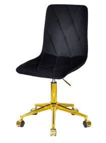 Стул Melvin GD-Modern Office с золотой крестовиной на колесиках, мягкое сиденье велюр черный OR-854
