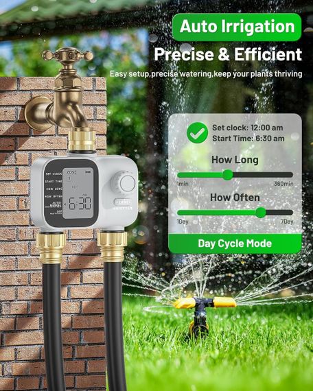 Программируемый таймер для двухзонного полива Unistyle с латунными входами и выходами, IP55 | Зображення 8