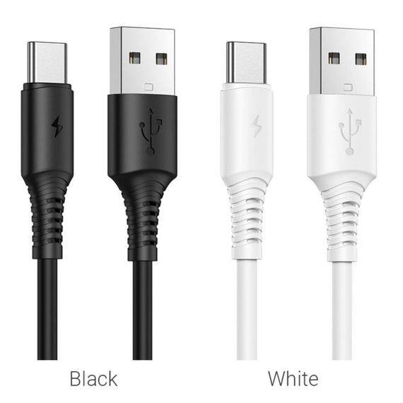 Кабель BOROFONE BX47 USB to Type-C, 3A, 1m, PVC, PVC connectors, White | Зображення 2