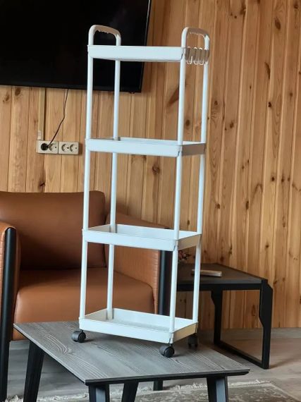 Етажерка на колесах 4 полиці біла підлогова Storage rack AND906 | Зображення 2