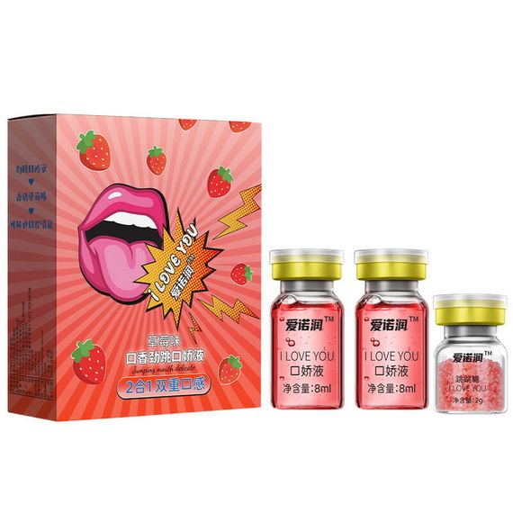 Шипучий лубрикант для орального секса со вкусом клубники 2*8 ml – набор для ярких интимных ласк