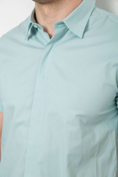 Рубашка мужская однотонная, цвет оливковый, 214R6917-3 | Зображення 3