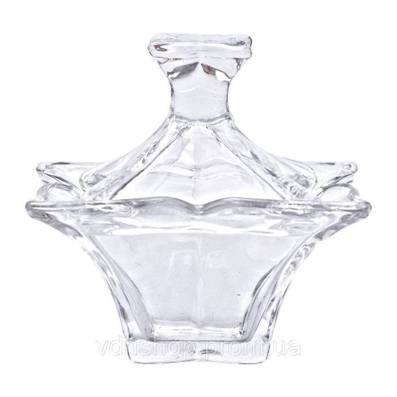 Цукорниця з кришкою 8.5×8.5×8.5 см ваза цукорниця квадратна скляна HP-4-116 | Зображення 1