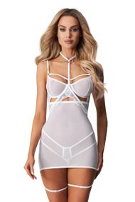 Сорочка Obsessive ARROWEL CHEMISE & thong Білий S/M