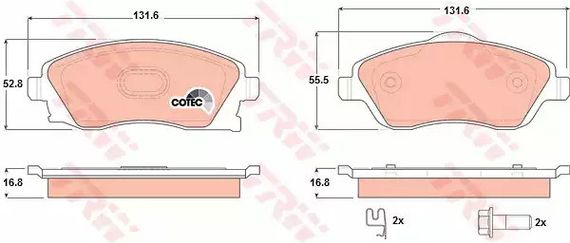 Гальмівні колодки дискові OPEL CORSA C (F08, F68) передн. , TRW (GDB1570)
