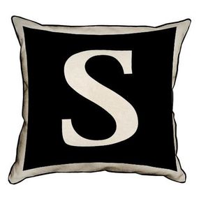 Подушка с мешковины Английская буква S 45x45 см (45PHB_ABC038_WH)
