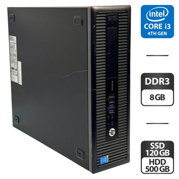 Комп'ютер HP ProDesk 600 G1 SFF / Intel Core i3-4160 (2 (4) ядра по 3.6 GHz) / 8 GB DDR3 / 120 GB SSD + 500 GB HDD / Intel HD Graphics 4400 б/в