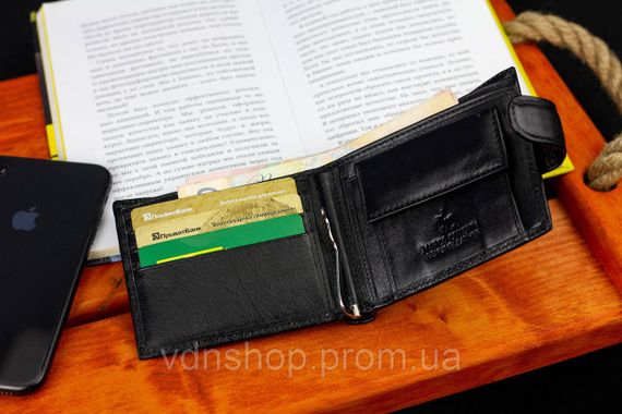 Чорне шкіряне чоловіче портмоне із затискачем для грошей Marco Coverna MC-2006H-1 | Зображення 9