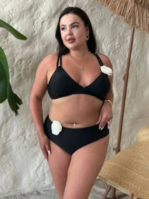 Купальник PLUS SIZE оригінального крою із квітами на топові та трусиках