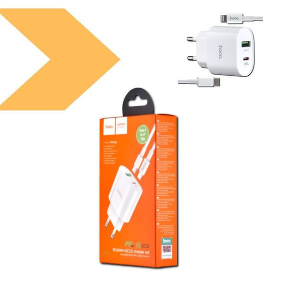 Зарядне Устройство Hoco C95A Lineal PD 20W+QC3.0 Type-C to Lightning (33262-01_211) | Зображення 1