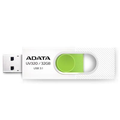 USB флеш накопичувач ADATA 32GB UV320 White/Green USB 3.1 (AUV320-32G-RWHGN) | Зображення 1