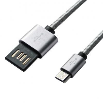Дата кабель USB 2.0 AM to Micro 5P 1.0m Grey/Black Grand-X (FM02) (FM02)
