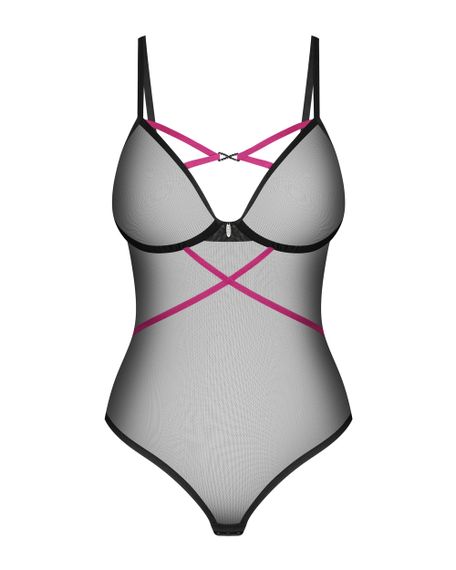 Прозрачное боди Obsessive Novenes Черное M/L | Зображення 3
