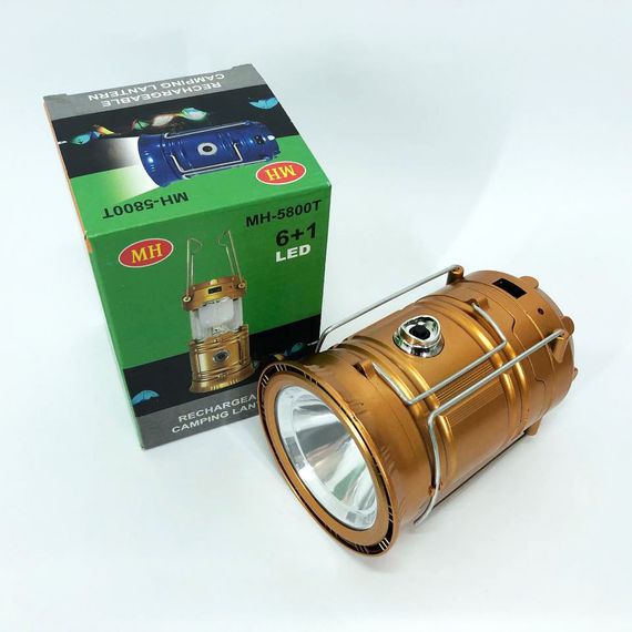 Туристичний ліхтар лампи на сонячній батареї з павером CAMPING MH-5800T (6+1 LED). Колір: коричневий | Зображення 6