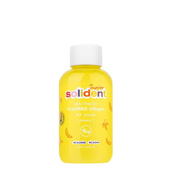Дитячий ополіскувач Solident Junior зі смаком банану, фтор 240 ppm, 100 ml