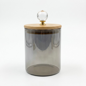 Банка для зберігання Smokey Crystal GK-5546 750 мл скло з бамбуковою кришкою та декоративною ручкою Серебристий