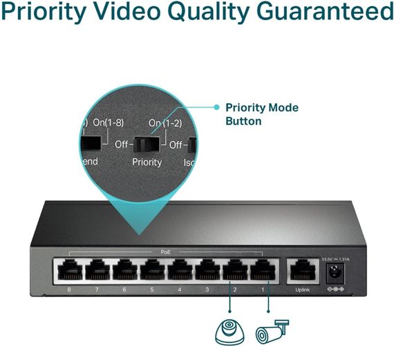 Коммутатор TP-LINK TL-SF1009P 9x1FE/8xPoE 65W неуправляемый 250 м (TL-SF1009P) | Зображення 6