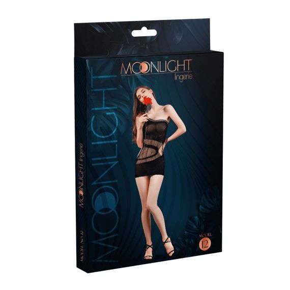 Мінісукня на одне плече Moonlight Model 12 XS-L Black, вертикальна бахрома | Зображення 2