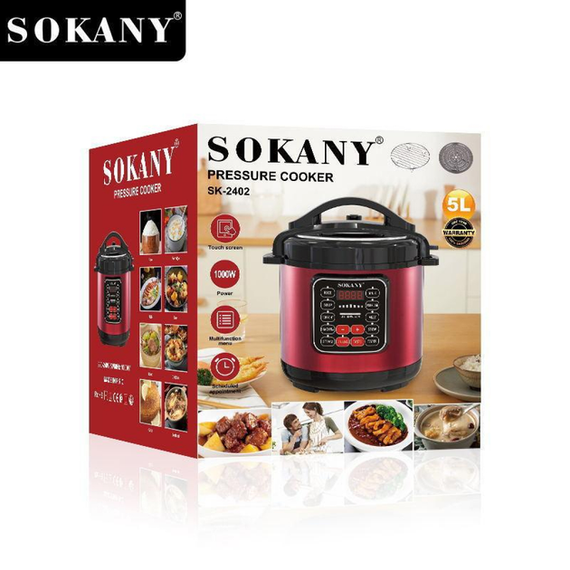 Мультиварка скороварка мультипечь Sokany SK-2402 многофункциональная пароварка 5 л 1000 Вт Красный | Зображення 4