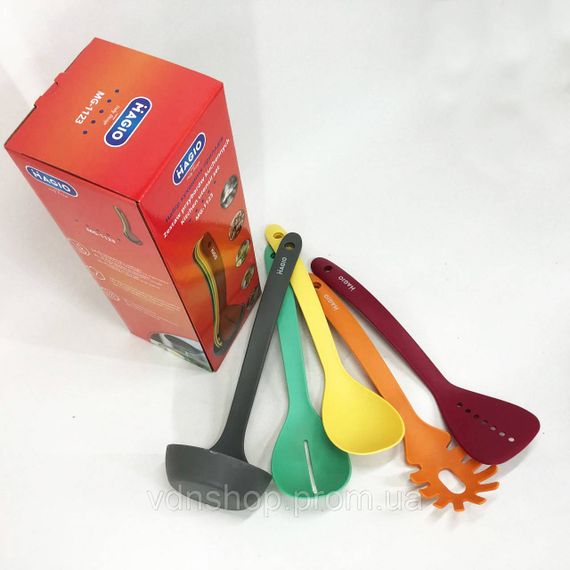 Кухонний набір лопаток силіконовий Magio MG-1123, Нейлоновий набір для кухні, Набори лопаток для кухні WK-64 | Зображення 6
