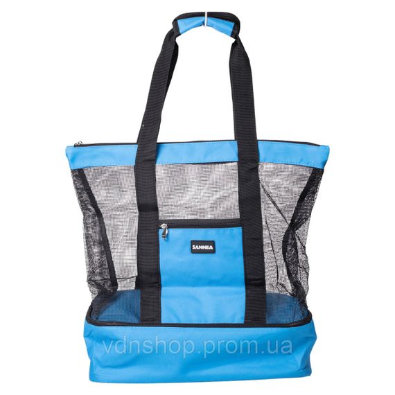 Пляжная сумка холодильник, термосумка на 2 отделения для природы и пикника 47×15×48 (см) Голубой HP-14-25BL