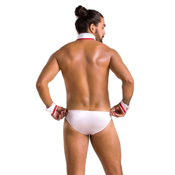 Комплект еротичної чоловічої білизни Passion 037 GREGORY XXL/XXXL White, труси, комірець, манжети | Зображення 3