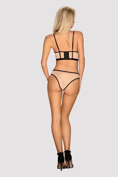 Комплект білизни Obsessive Nudelia top Тілесно-чорний L/XL (бюстʼє та трусики) | Зображення 3