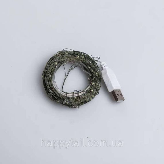 Гірлянда роса 20 метрів USB на 200 led світлодіодів крапля на зеленому дроті біла USB200L20MGW | Зображення 7