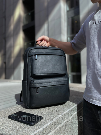 Мужской рюкзак для ноутбука и поездок из натуральной кожи 40х30х16, сумка наплечная Tiding Bag , черная | Зображення 9