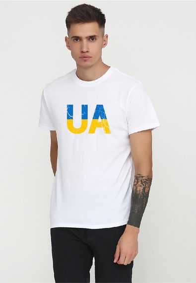 Футболка чоловіча біла з принтом "UA", 3XL
