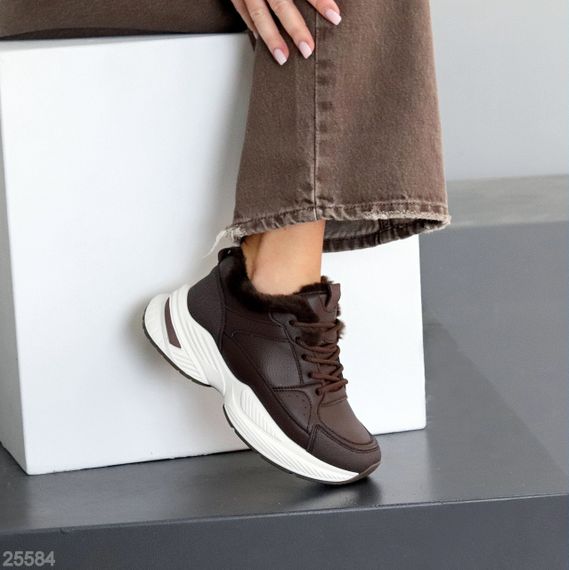 Комбіновані зимові прогулянкові шоколадні кросівки | Зображення 4
