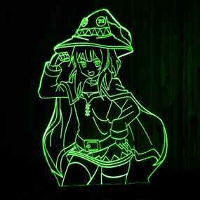 Акриловый светильник-ночник Мегумин (Коносуба) зеленый tty-n001018