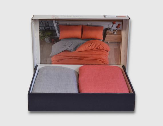 Комплект постільної білизни Bella Home Ranforse 200×220 см Kirmizi-Gri