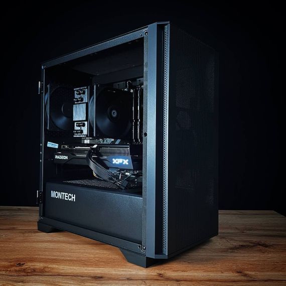 Збірка на замовлення: ігровий ПК Montech Air 100 Lite Tower / AMD Ryzen 5 7500F (6 (12) ядер по 3,7 - 5,0 ГГц) / 32 ГБ DDR5 / 1000 ГБ SSD M.2 / AMD Radeon RX 9060 XT, 16 ГБ GDDR6, 128-біт / 650 Вт | Зображення 1