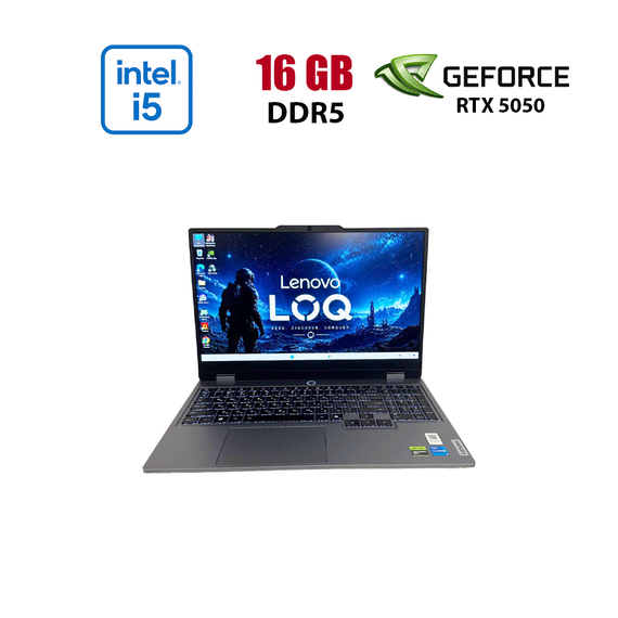 Ігровий ноутбук Lenovo LOQ 15IRX10 / 15.6" (1920x1080) IPS / Intel Core i5-13450HX (10 (16) ядер по 2.4 - 4.6 GHz) / 16 GB DDR5 / 512 GB SSD NVMe / nVidia GeForce RTX 5050, 8 GB GDDR7, 128-bit / WebCam б/в