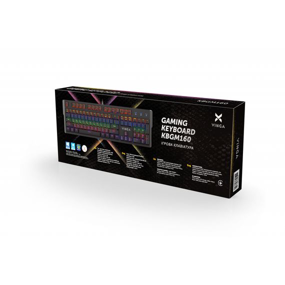 Клавіатура Vinga KBGM160 LED Outemu Blue USB Black (KBGM160 Black) | Зображення 4