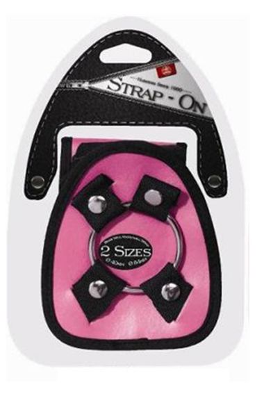 Трусики для страпона, страпон-харнес з кільцями HARNESS Strap On Harness Pink — рожеві, 2 металеві кільця | Зображення 3