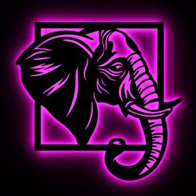 Панно декоративне картина на стіну Слон LED 16 кольорів телефон 475х500 acr-p000171