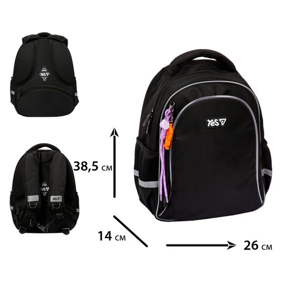 Шкільний рюкзак YES S-115M Just Black 550296 20.6 л | Зображення 2