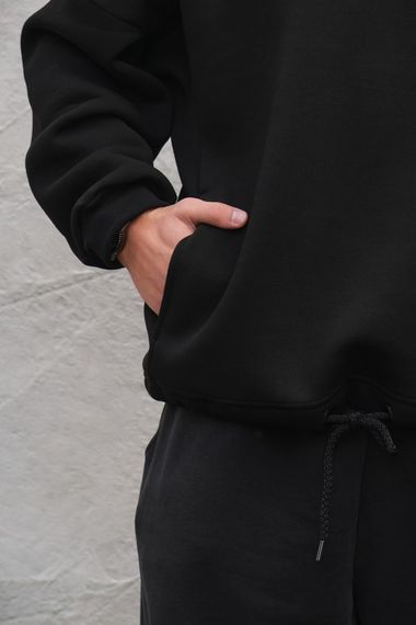 Оверсай худі толстовка на флісі з капюшоном та принтом Without California black | Зображення 2