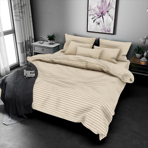 Комплект постельного белья LoveYouHome бязь gold Полоска беж Полуторный 150х215 см (7165)