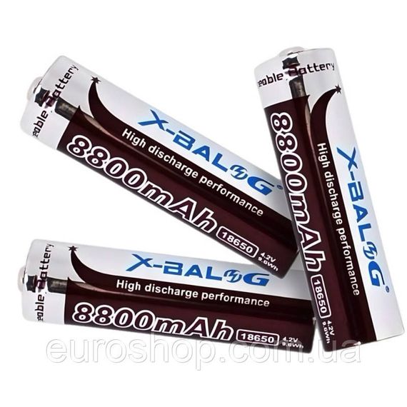 Аккумулятор 18650 Li-Ion X-Balog 8800 mAh  4.2 V, реальная емкость ~ 1200  mAh