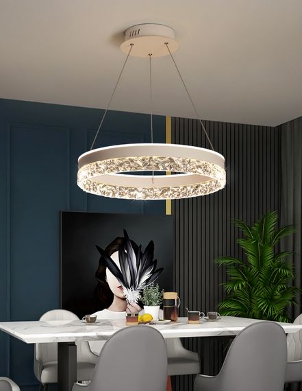 Люстра світлодіодна підвісна LED світильник для квартири на стелю лед 27437 Білий 25-140х50х50 см. | Зображення 3