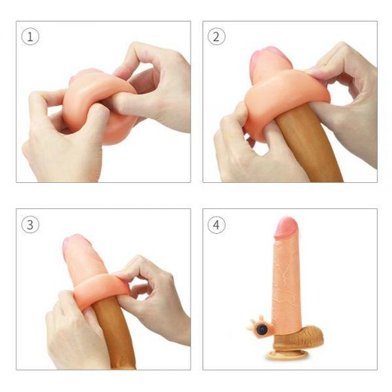 Насадка з вібрацією Add 2" Vibrating Silicone Extender, Flesh Sex Aura | Зображення 4