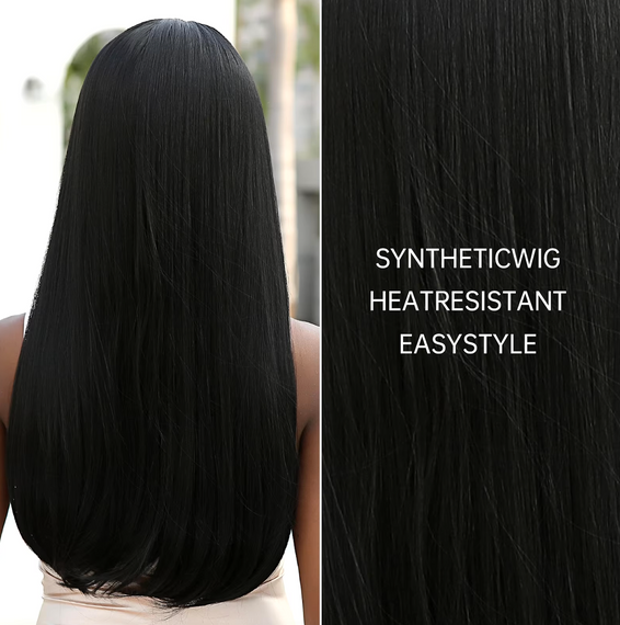 Парик для женщин Длинный прямой темно каштановый, HAIRCUBE, Синтетические парики с челкой, 60 см | Зображення 4