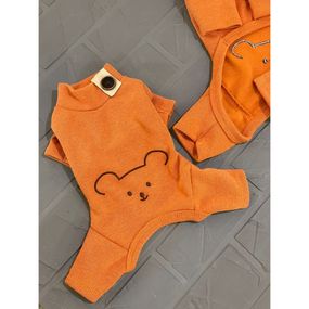 Трикотажный комбинезон для собак Cheepet с рисунком мишки на спинке, оранжевый