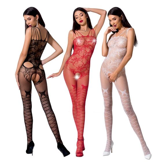 Ажурний бодістокінг з інтимними вирізами Passion BS076 red, One size | Зображення 2